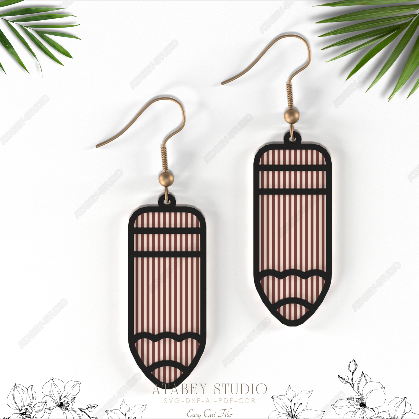 Pencil Earrings - Perfect for Teacher Appreciation, Unique Laser Cut Jewelry Files 844