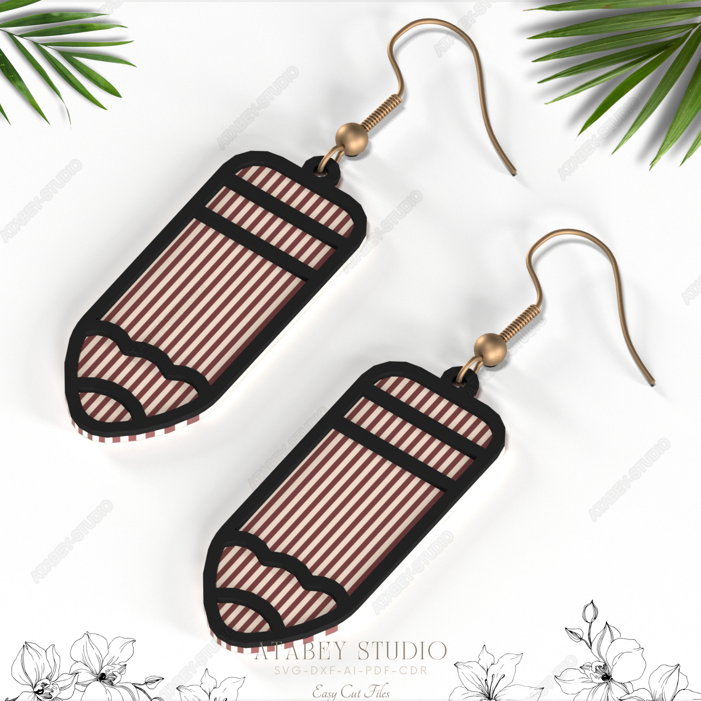 Pencil Earrings - Perfect for Teacher Appreciation, Unique Laser Cut Jewelry Files 844