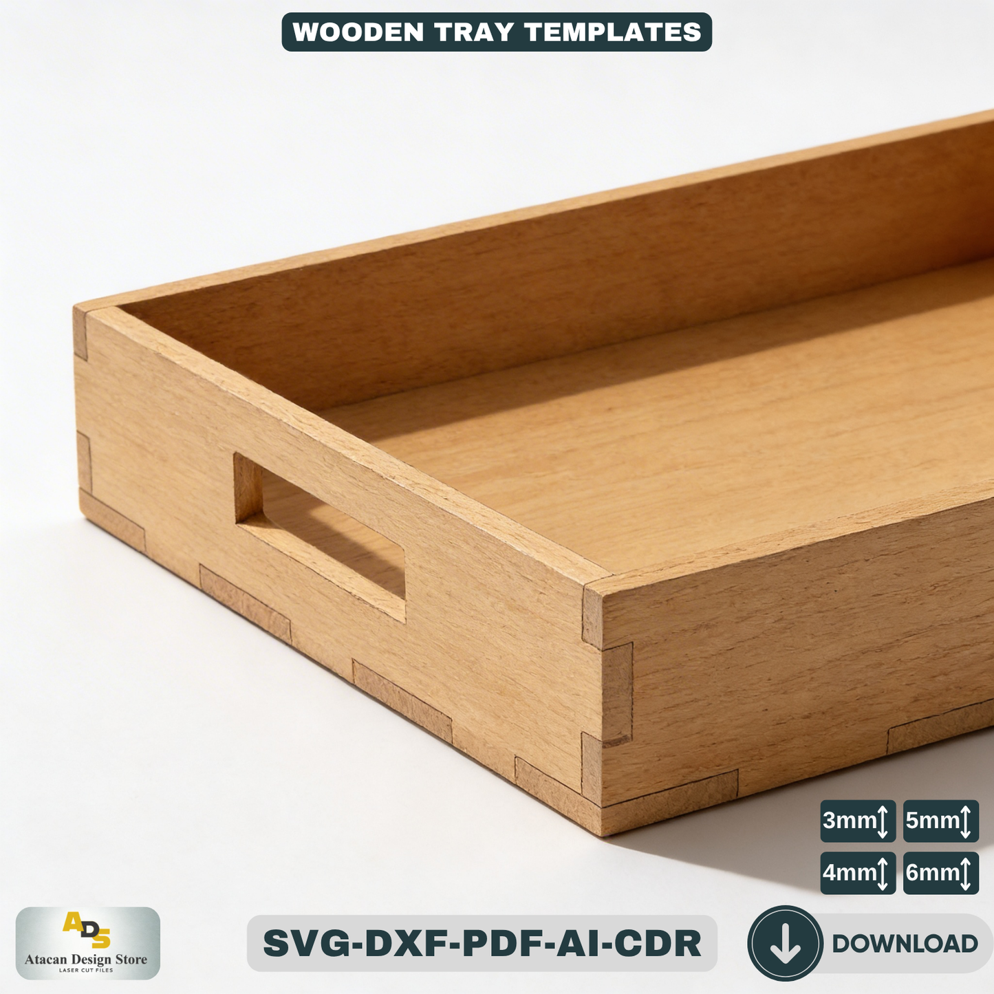 Elegant Flat Wooden Tray Design - Perfect for Coffee, Tea, and More 676