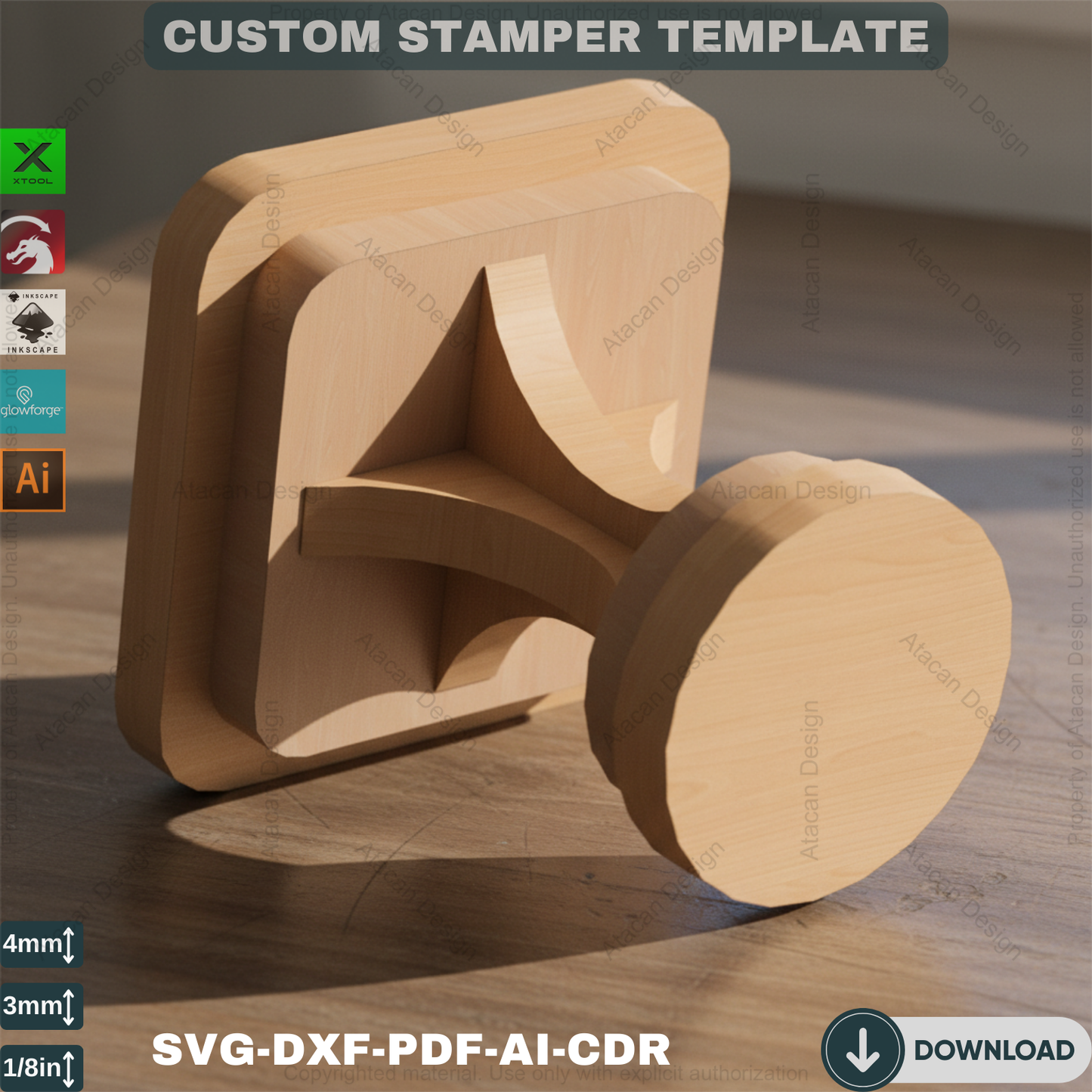 Custom Stamp Handle Plan | Personalize Your Stamper | Laser Cut Wooden Stamps 428