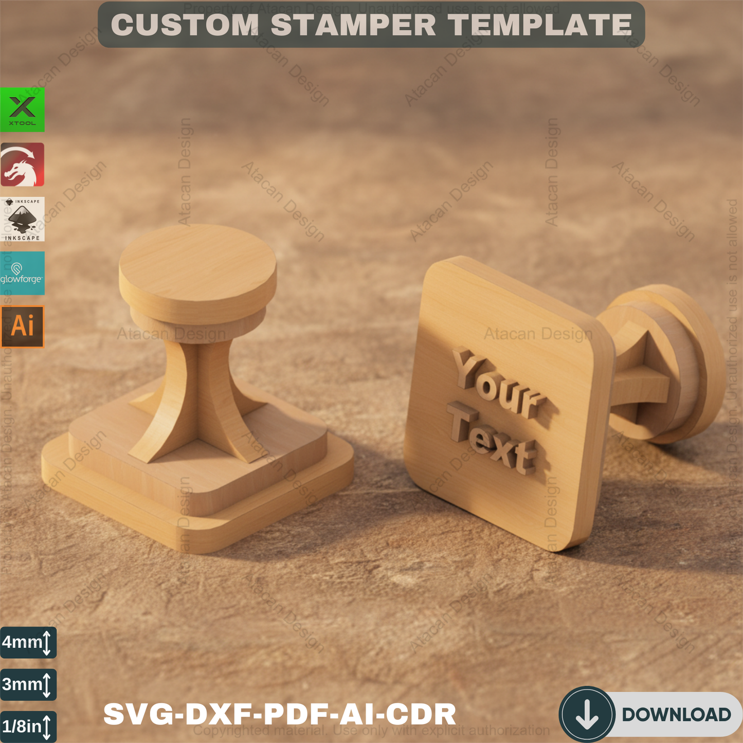 Custom Stamp Handle Plan | Personalize Your Stamper | Laser Cut Wooden Stamps 428