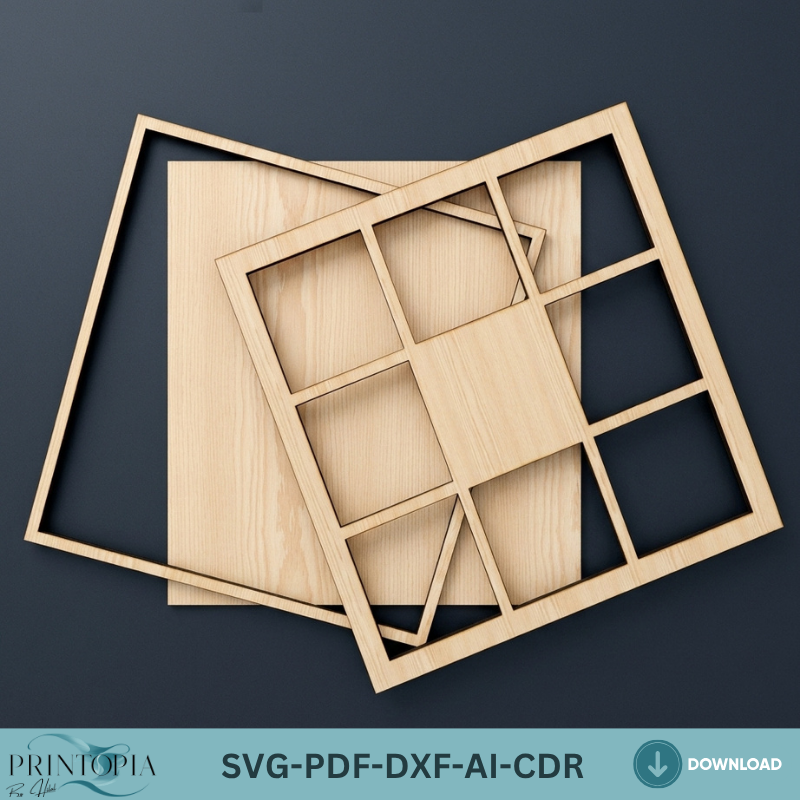 Multi Photo Frame Collage Laser Cut File Family Wall Decor Personalized Picture Frame