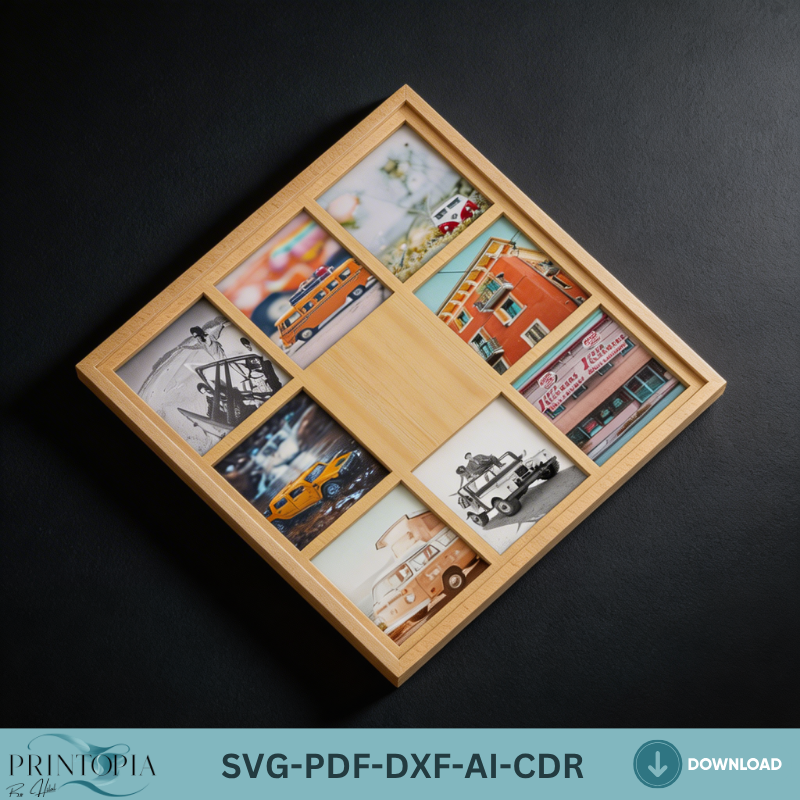 Multi Photo Frame Collage Laser Cut File Family Wall Decor Personalized Picture Frame