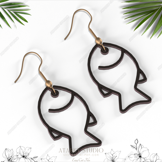 Fish Earrings SVG - Stylish Fish Shape Pendant Earring Design for Laser Cutting 846