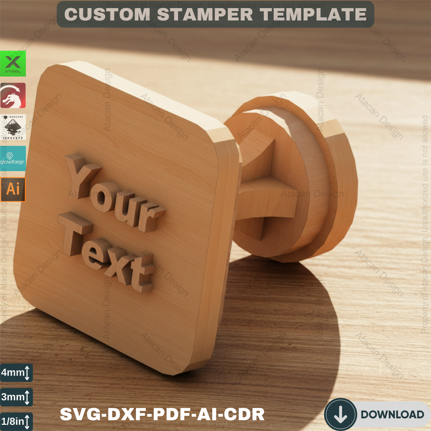 Custom Stamp Handle Plan | Personalize Your Stamper | Laser Cut Wooden Stamps 428