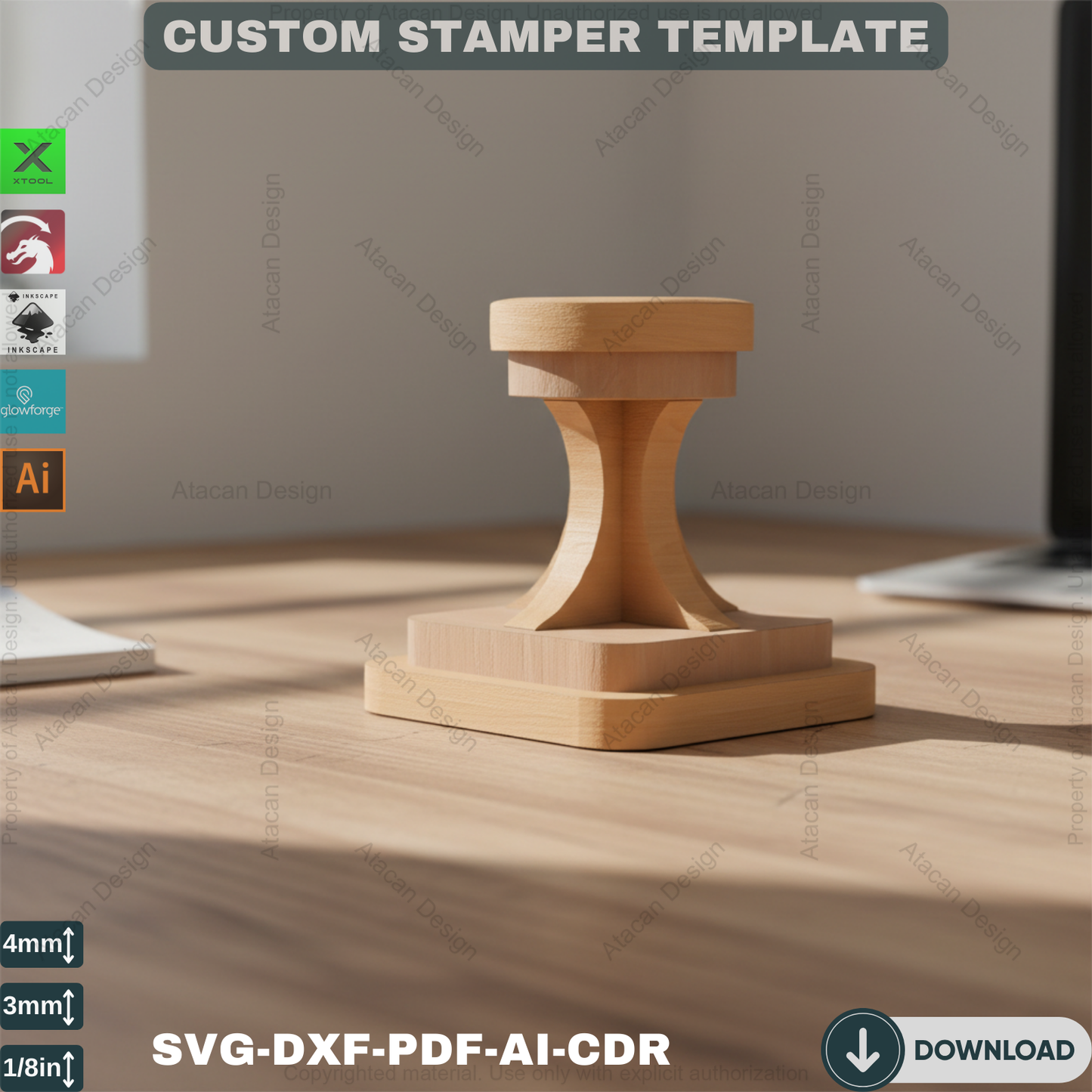 Custom Stamp Handle Plan | Personalize Your Stamper | Laser Cut Wooden Stamps 428