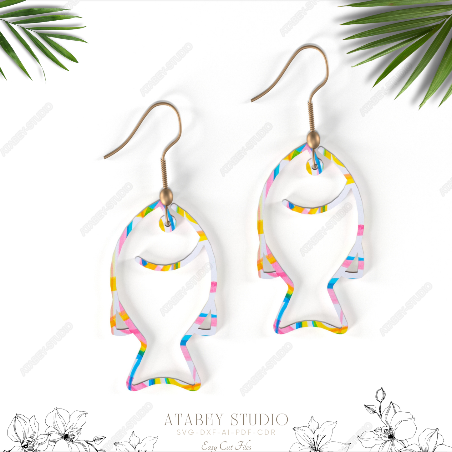 Fish Earrings SVG - Stylish Fish Shape Pendant Earring Design for Laser Cutting 846