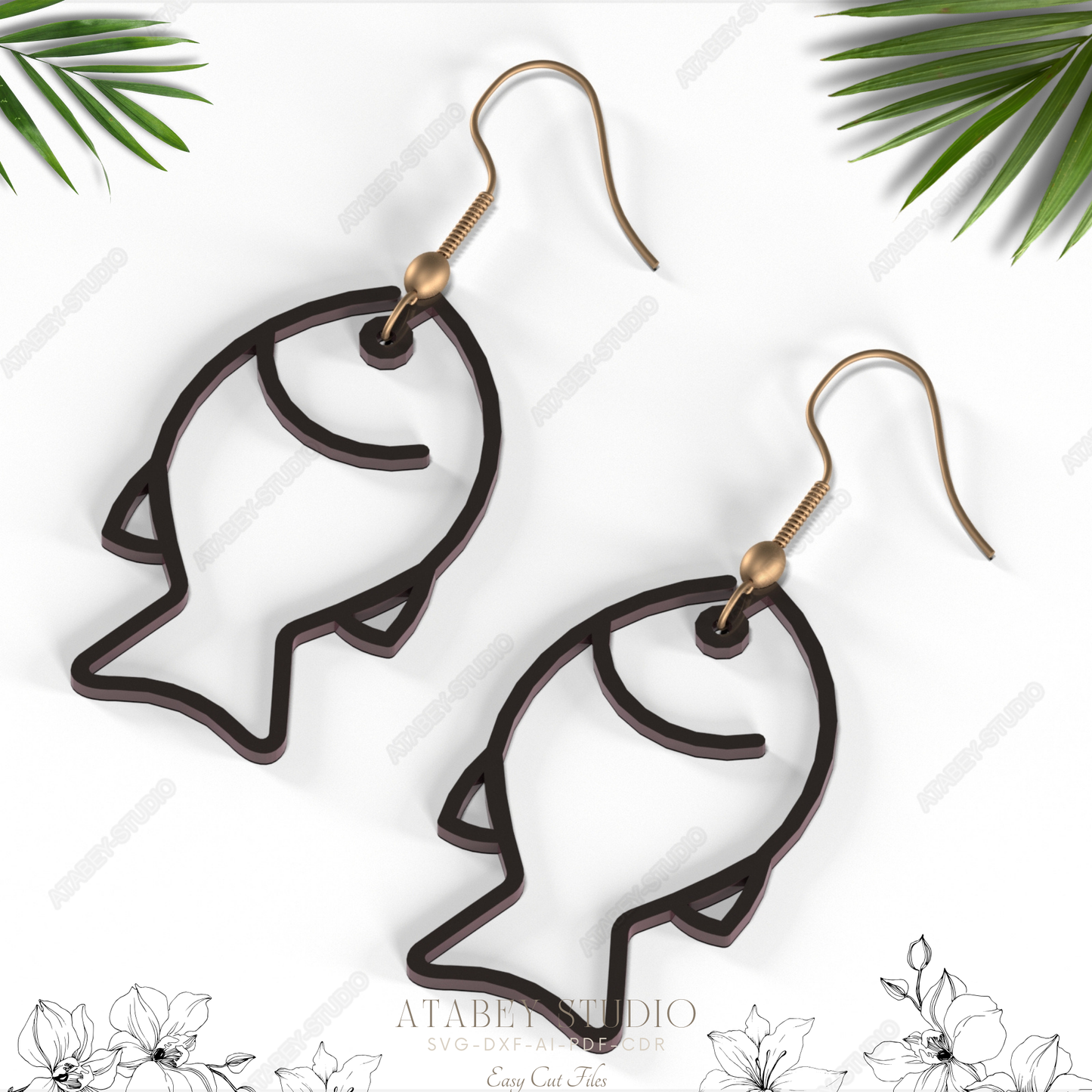 Fish Earrings SVG - Stylish Fish Shape Pendant Earring Design for Laser Cutting 846