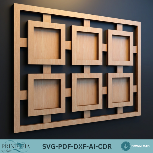 Family Photo Frame Collage Laser Cut Template Wooden Multi Picture Frame Wall Decor Design
