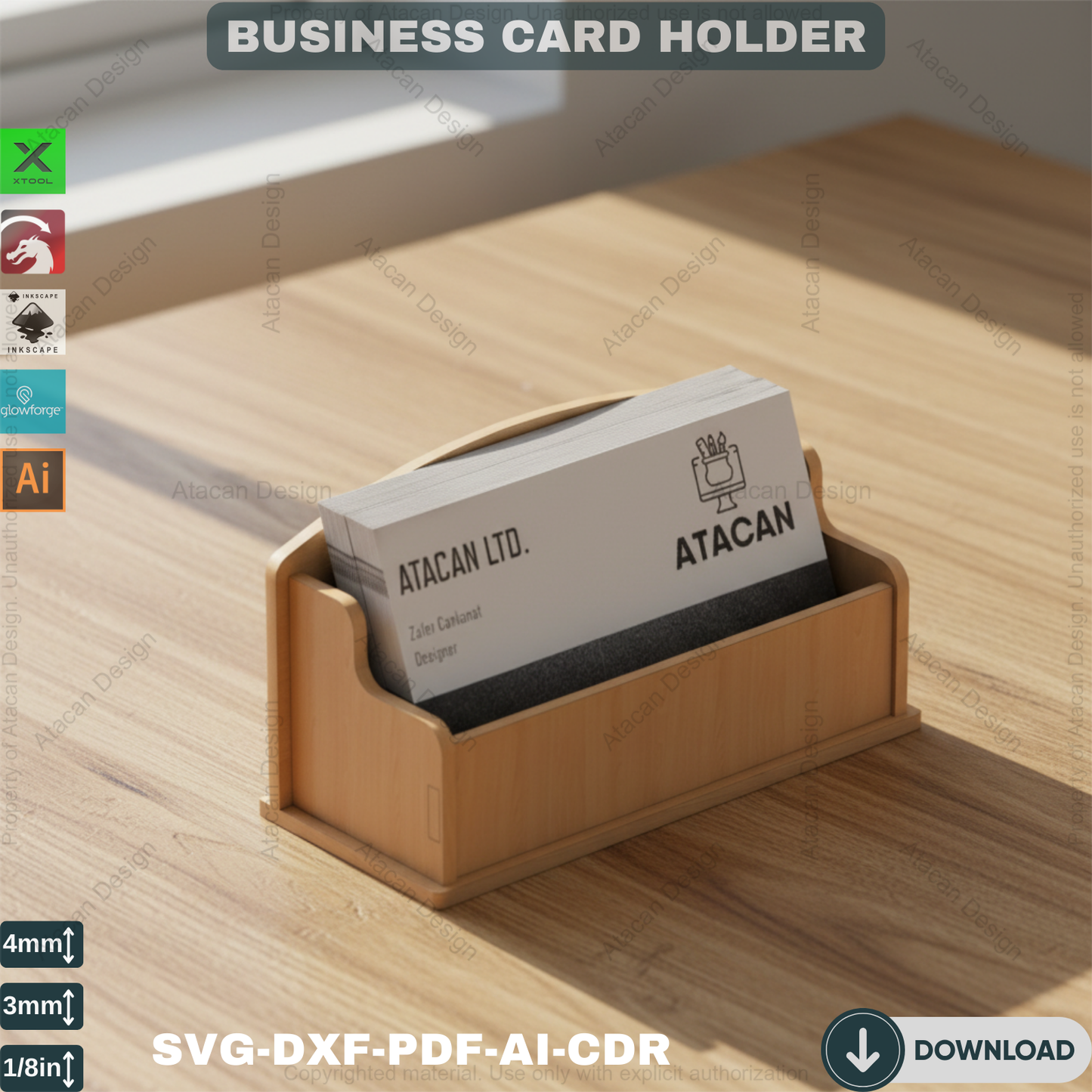 Business Card Holder Svg- Wooden Card Stand - Display Holder Template 440