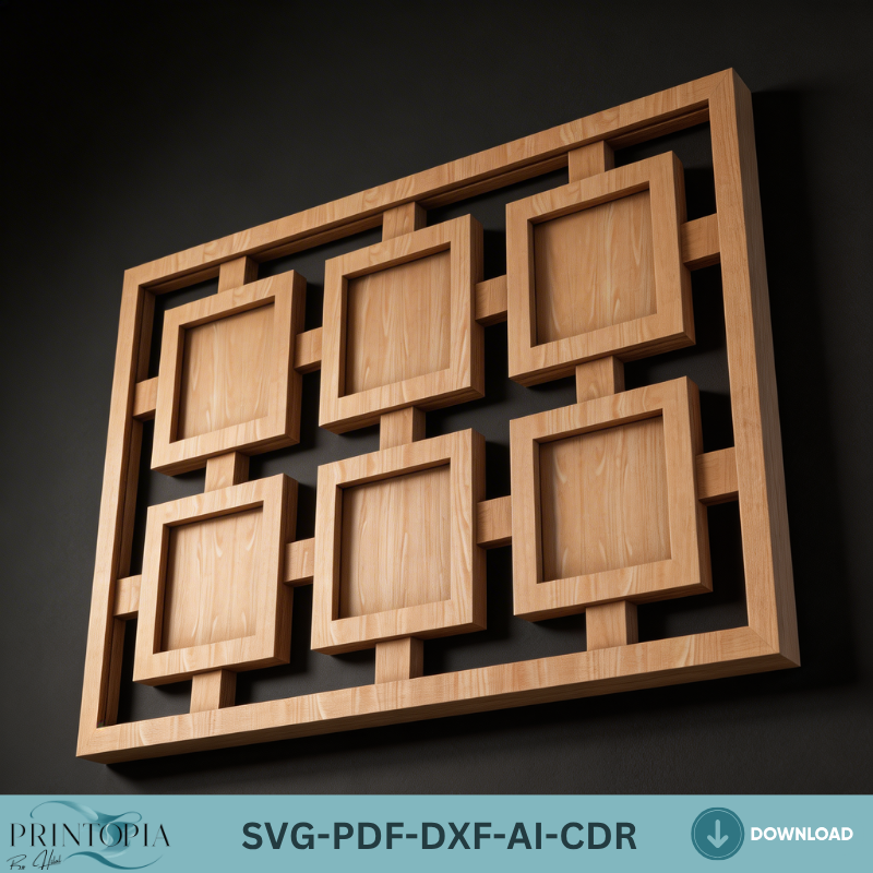 Family Photo Frame Collage Laser Cut Template Wooden Multi Picture Frame Wall Decor Design