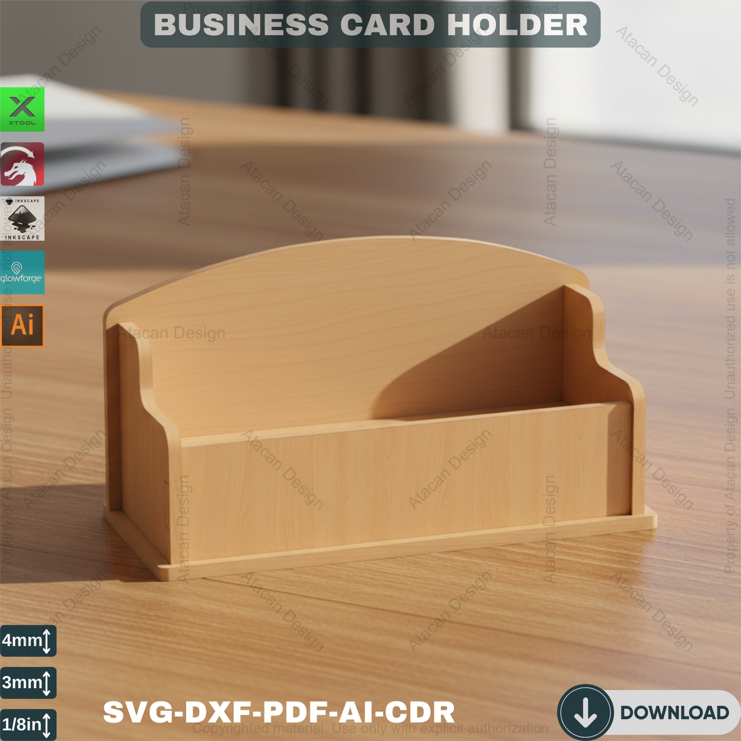 Business Card Holder Svg- Wooden Card Stand - Display Holder Template 440