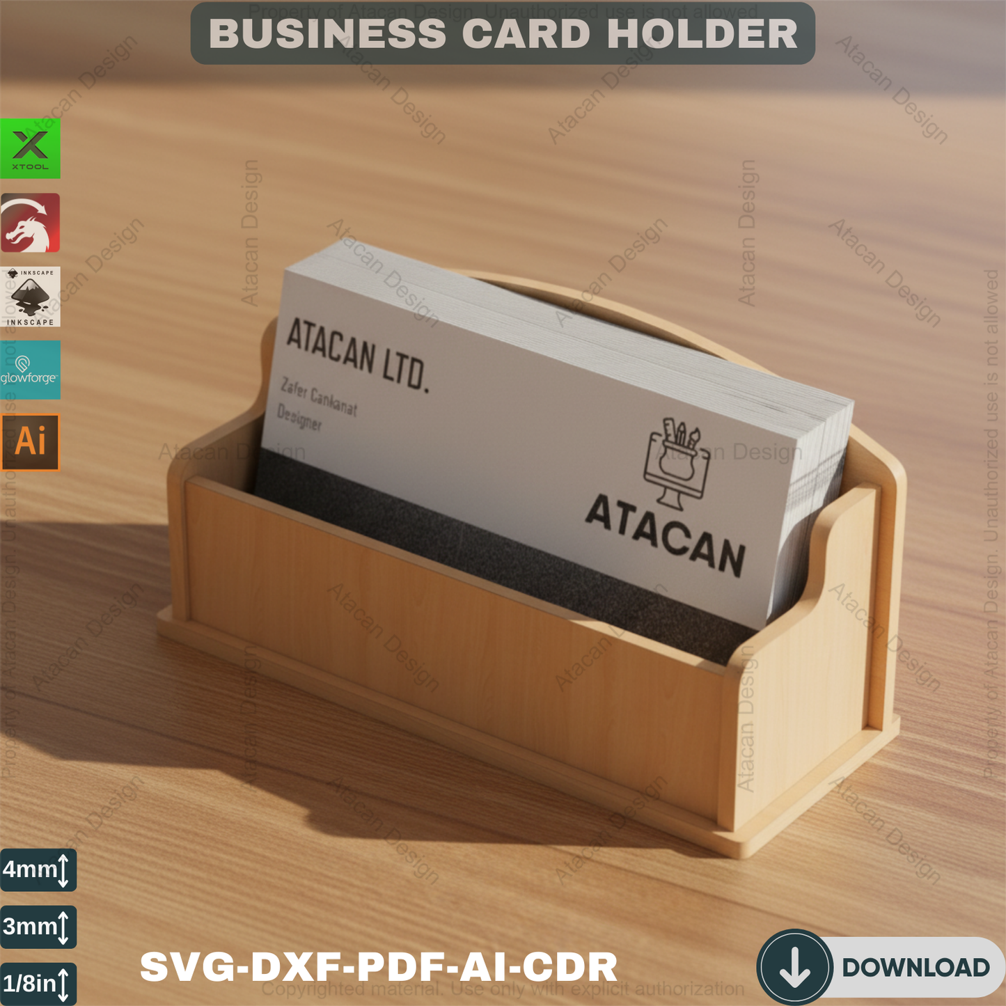 Business Card Holder Svg- Wooden Card Stand - Display Holder Template 440