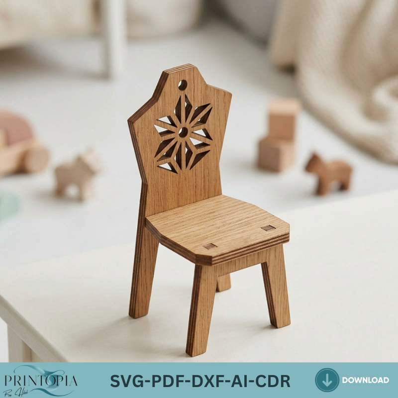 Miniature Dollhouse Furniture Plans Wooden Toy Table and Chair Set DIY Doll House Decor