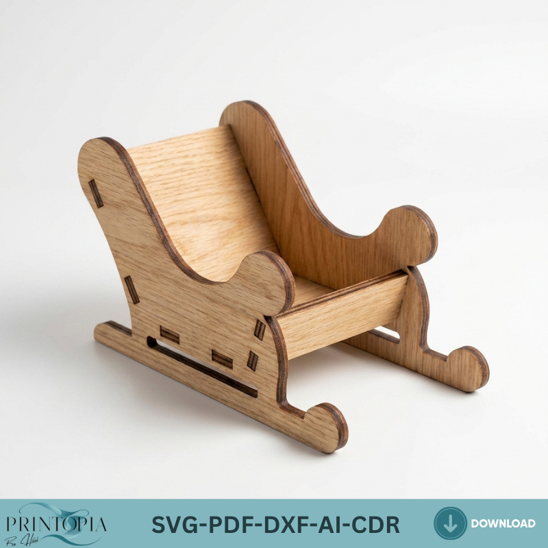 3 Sizes Santa Sleigh Laser Cut File Christmas Candy Dish DIY Wood Tabletop Decor