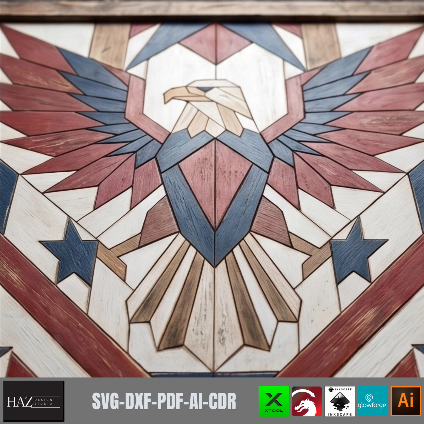 Patriotic American Pattern, Independence Day Decor, Uncle Sam Sign, Statue of Liberty, Eagle Design