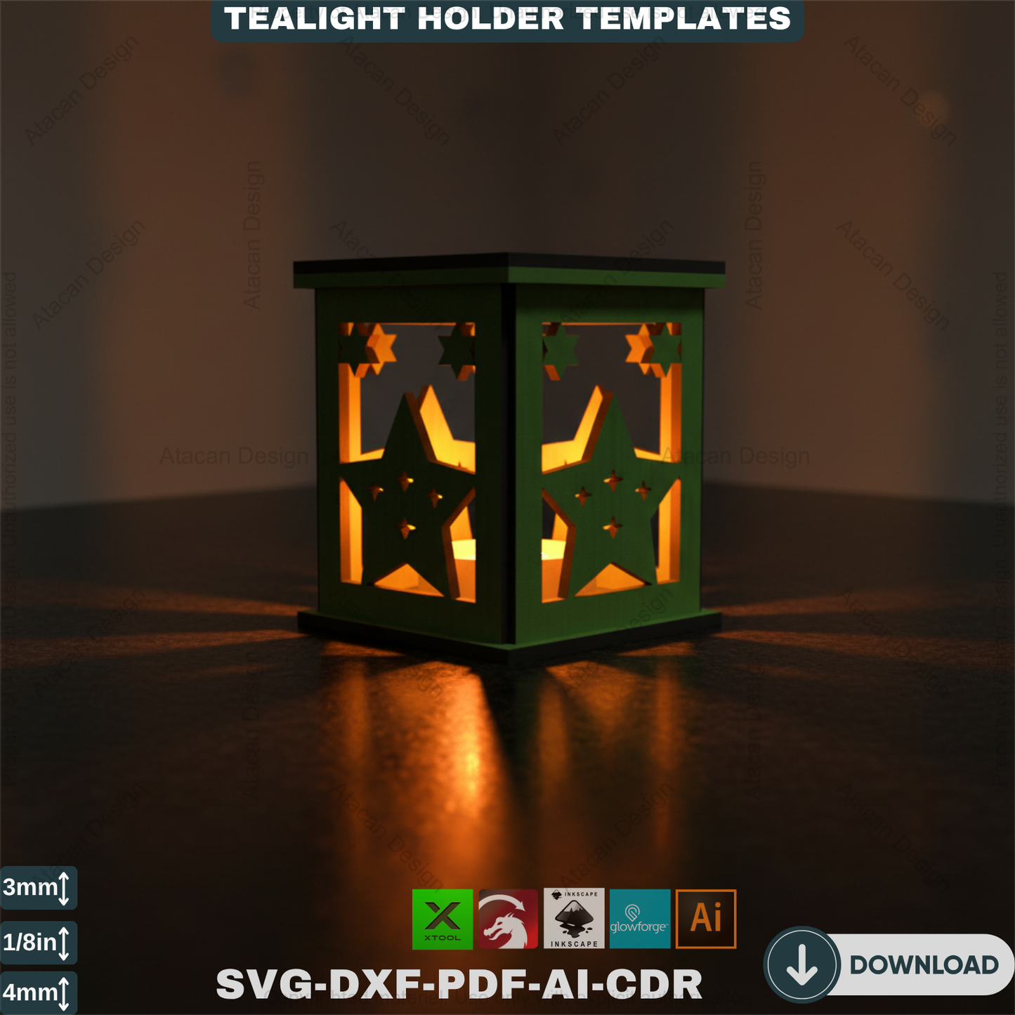 Festive Laser Cut Holiday Candle Holder - Gingerbread Snowman Sleigh Tealight Lanterns 570