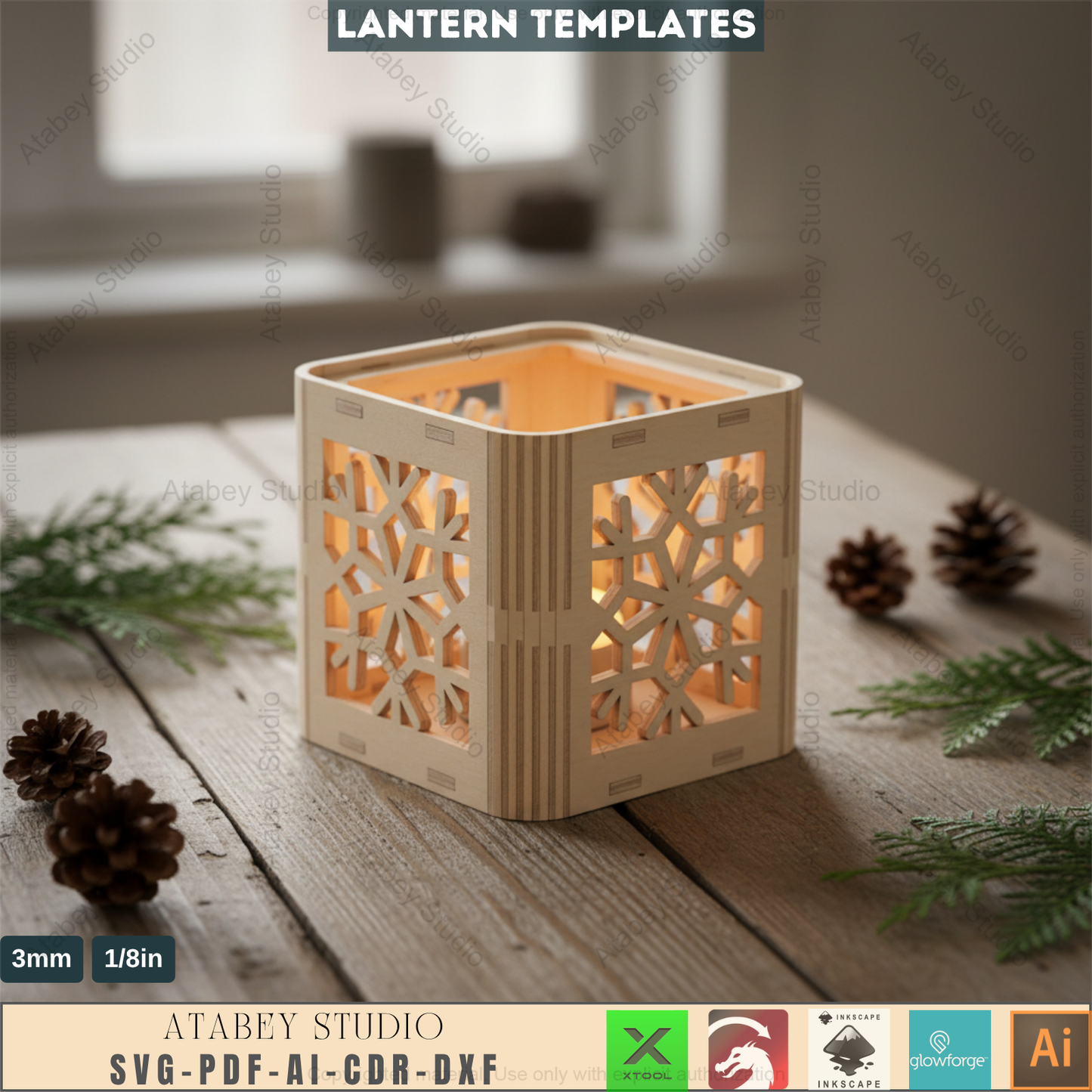 Christmas Lantern Laser Cut Templates | Festive Xmas Candle Holders | DIY Noel Tealight Box Decor 960