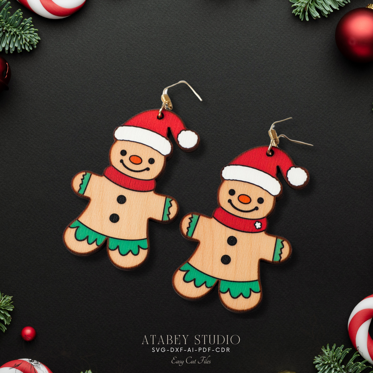 Cute Christmas Earrings Bundle – Beautiful Holiday Designs Ideal for Laser Cutting Projects 877