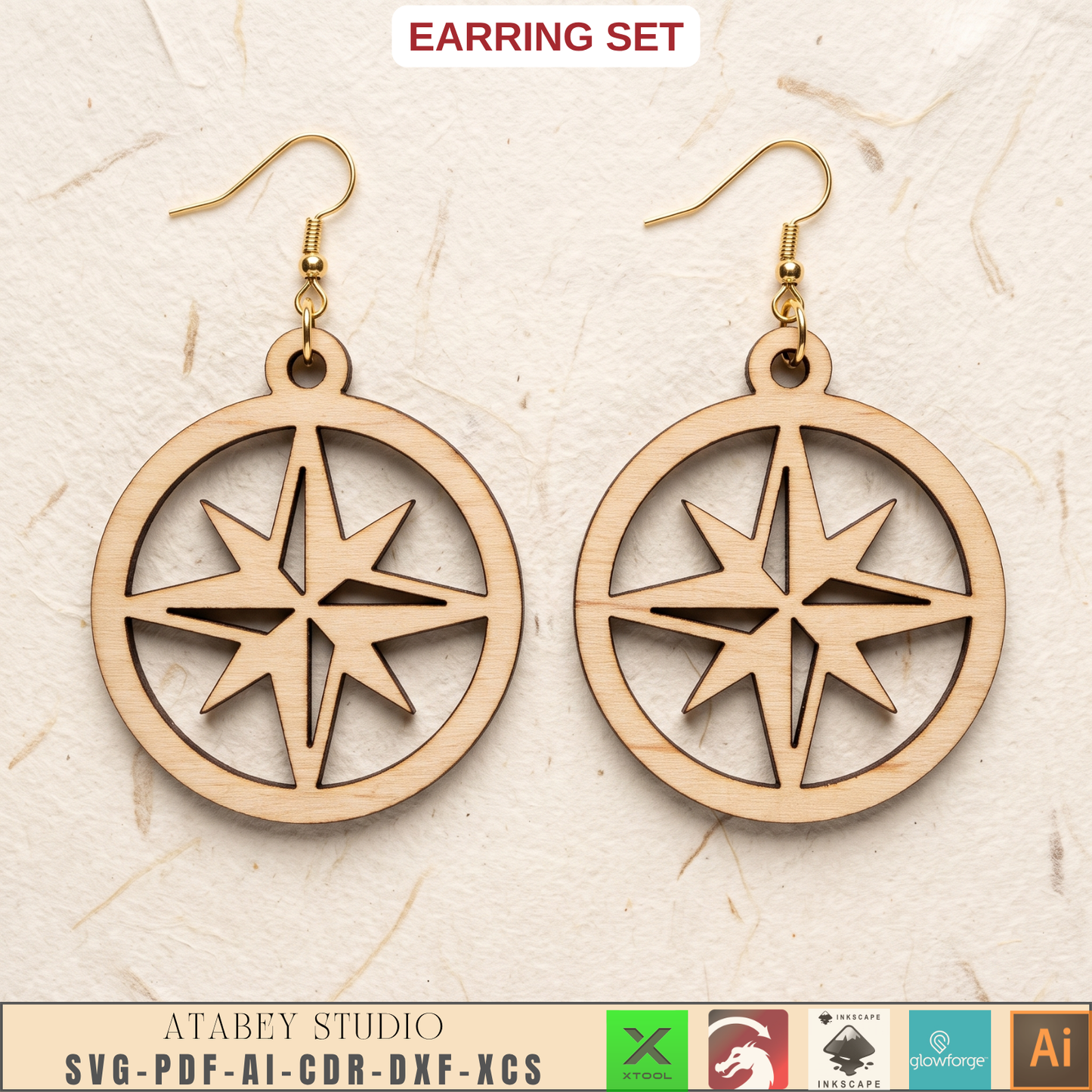 Wooden Bee Butterfly Leaf Earring Templates for Laser Cut Jewelry DIY Plywood Pattern Bundle