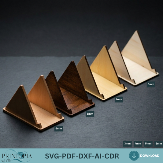 Minimalist Wooden Phone Stand Laser Cut Files, Triangle Smartphone Holder Plywood Template, Desk Organizer