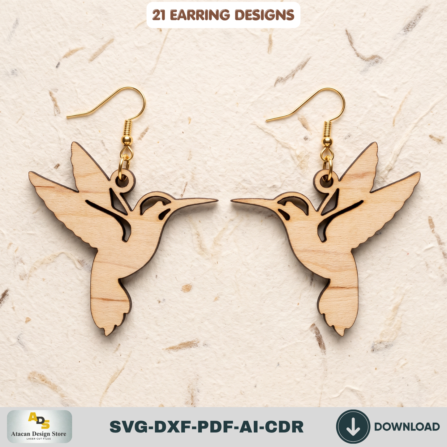 21 Wooden Earring SVG Bundle Laser Cut Jewelry Templates Glowforge DIY Wood Earrings Cutting Files