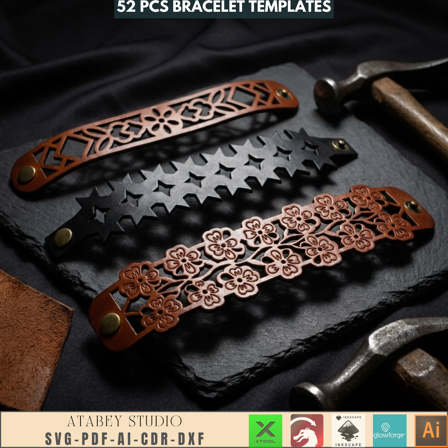 Laser Cut Bangle & Cuff SVG Pack, Creative Jewelry Making Templates, Files for Wood & Leather Crafters