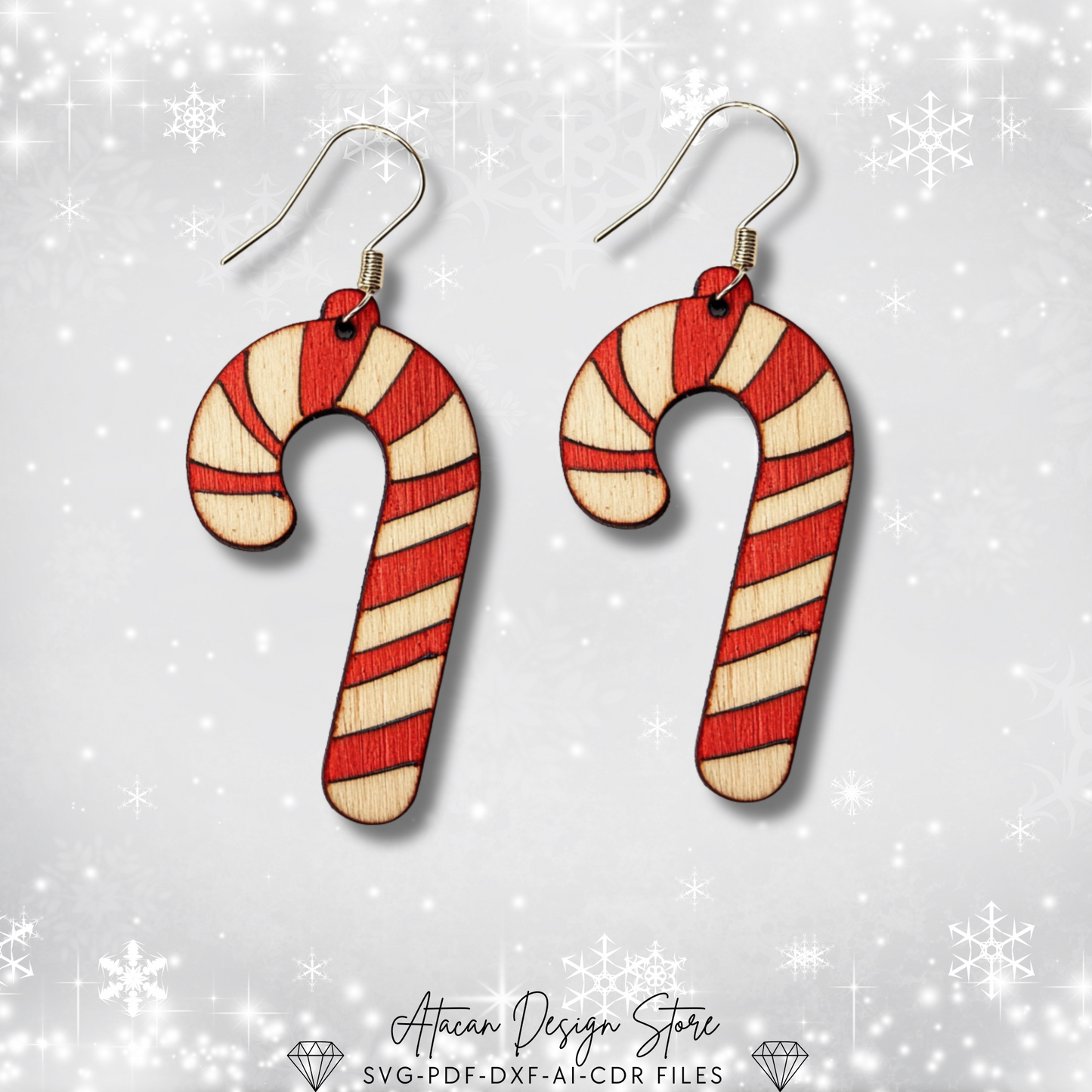 Holiday Earring Designs for Laser Cutting | Christmas-Themed Jewelry Templates 713