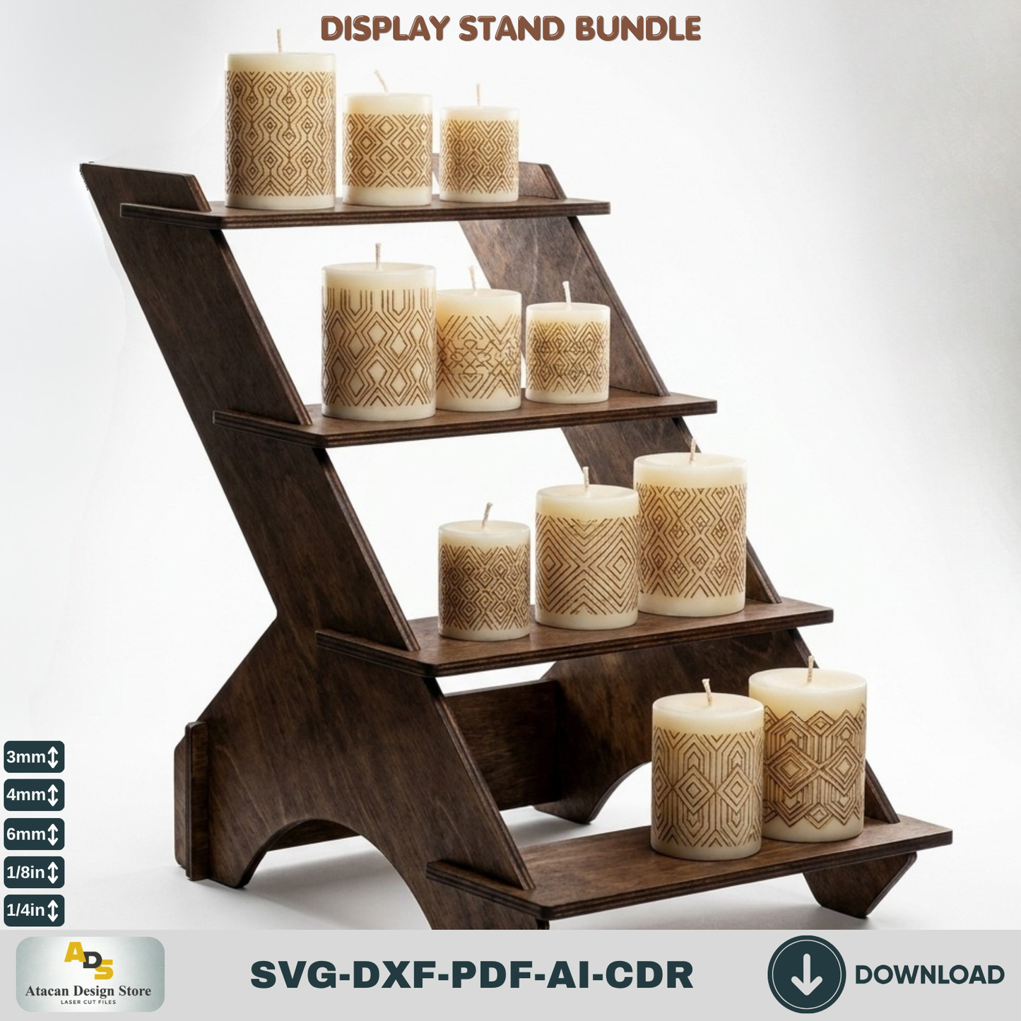 9 Display Stand Bundle Laser Cut SVG Wood Shelf Market Booth Template