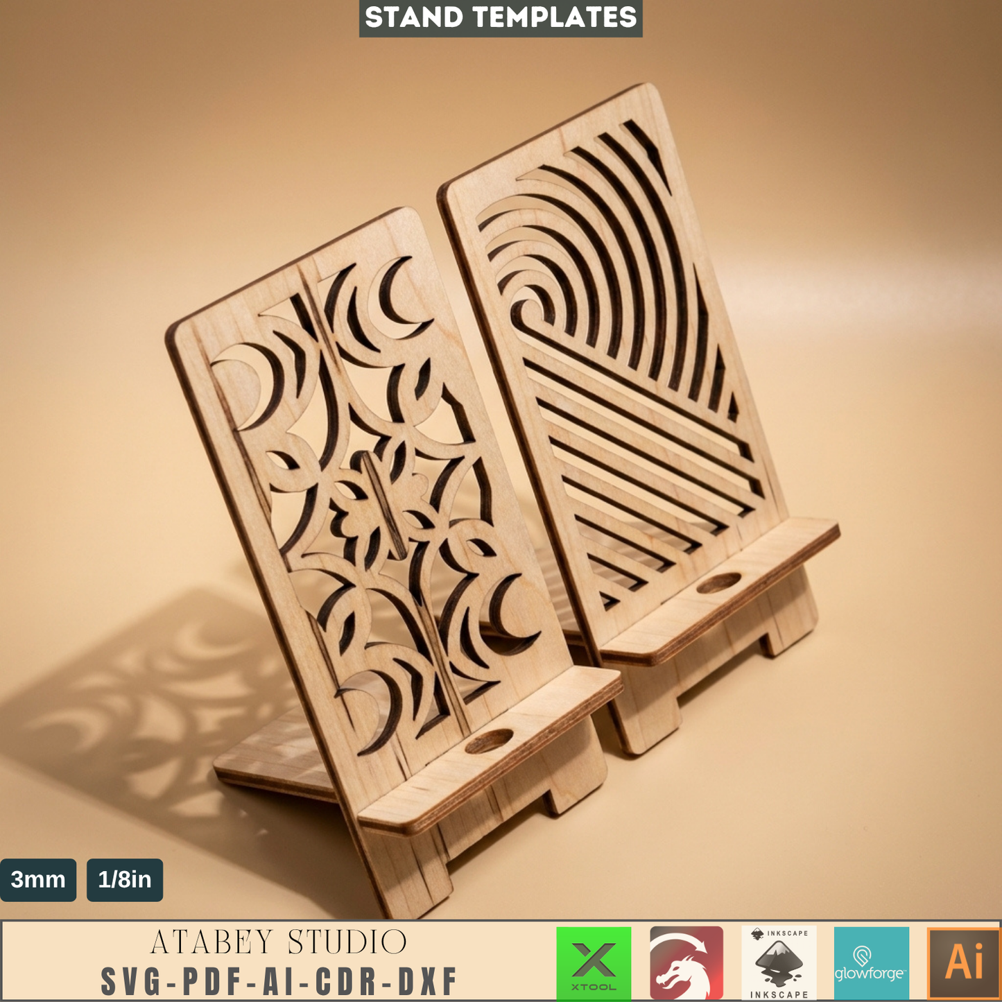 Phone Stand Template Bundle Decorative Holder Pattern Digital Cell Phone Display Plan Desk Accessory