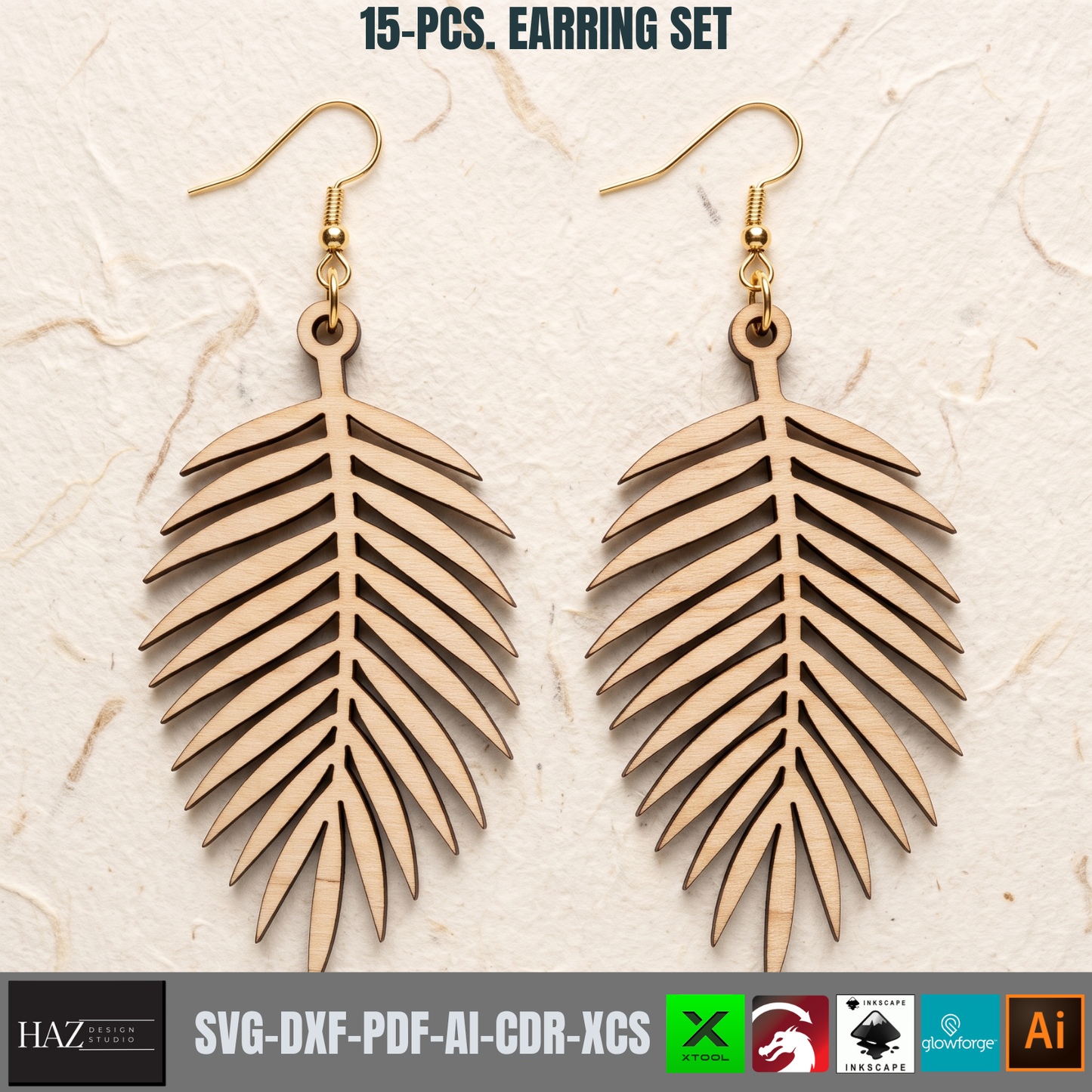 Wooden Earring Laser Cut Files Set Jewelry SVG Glowforge Plywood Templates Boho Nature Wood Designs