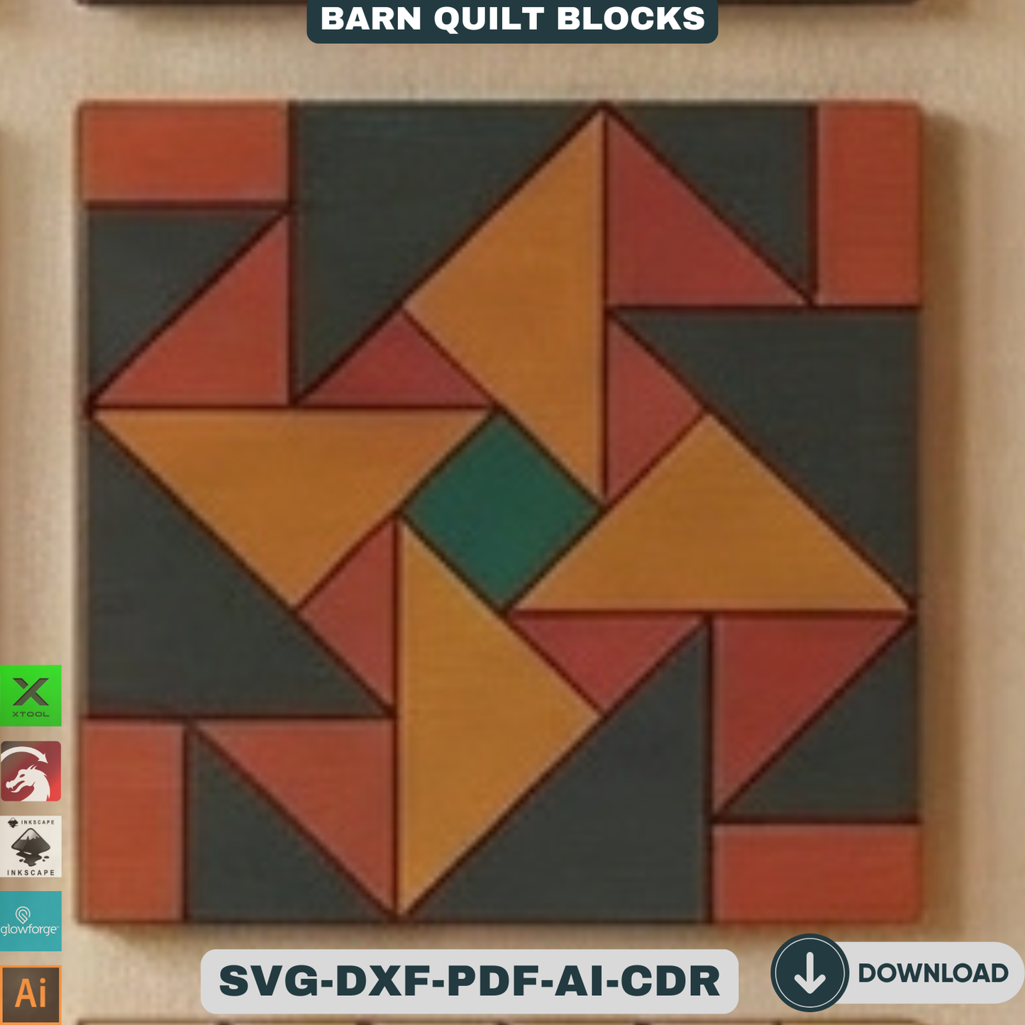Quilt Block Patterns Laser Cut Template Modern Mosaic Wood Wall Art Farmhouse Decor DIY Patchwork Sign 936