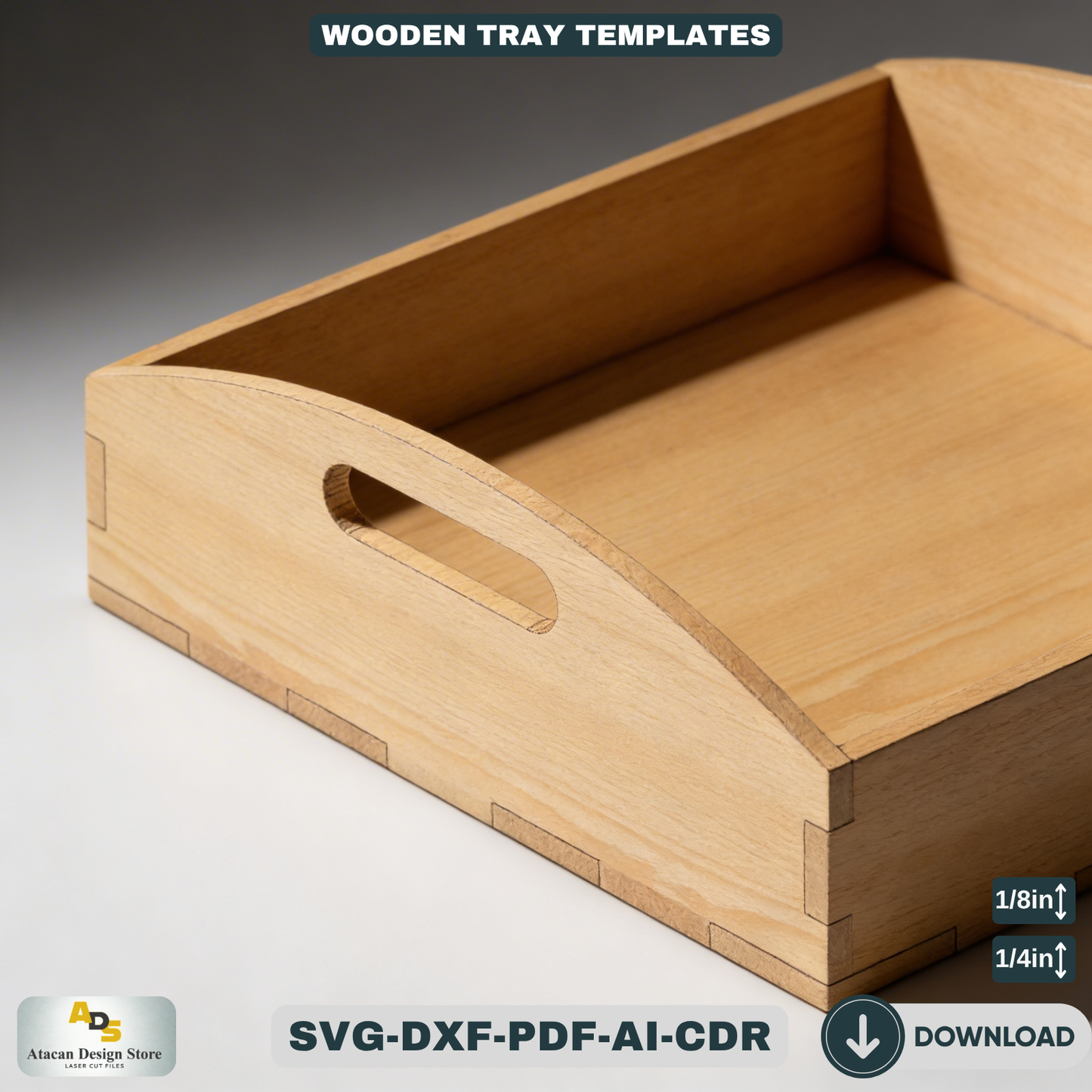 Small Wooden Tray with Handles - DIY Laser Cut Template for Xtool, Glowforge and more 677