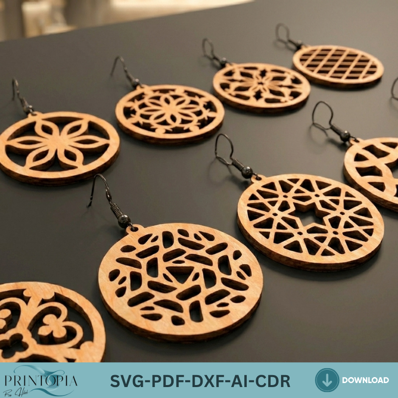 Earring Templates 10 Laser Cut Geometric Mandala Wood Jewelry Patterns Circle Earring Designs