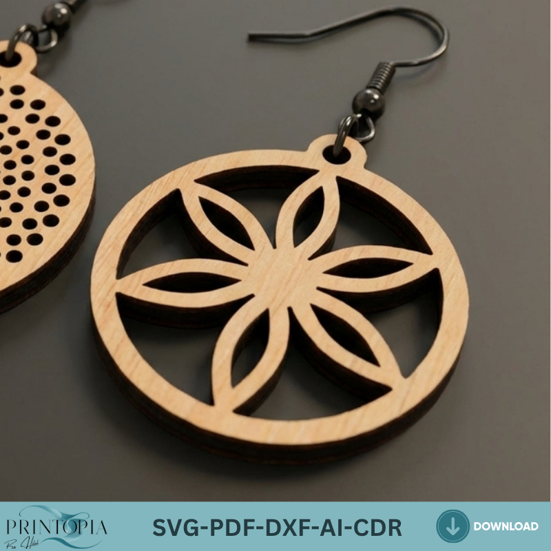 Earring Templates 10 Laser Cut Geometric Mandala Wood Jewelry Patterns Circle Earring Designs