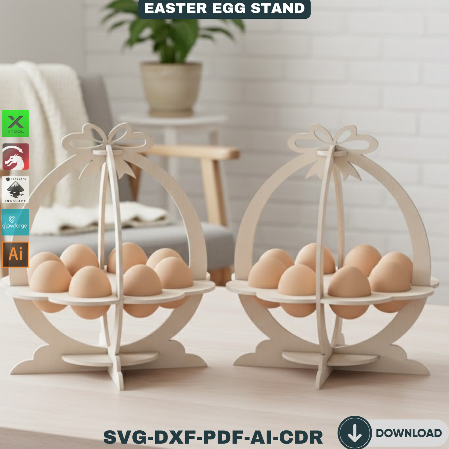 Egg Stand laser cut file / Egg Holder Laser Model / Easter Basket vector cut files 157
