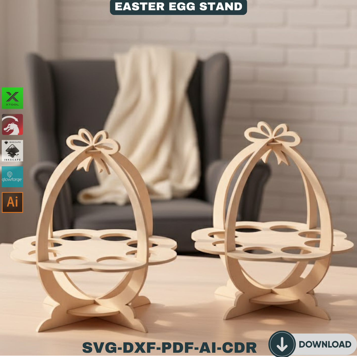 Egg Stand laser cut file / Egg Holder Laser Model / Easter Basket vector cut files 157