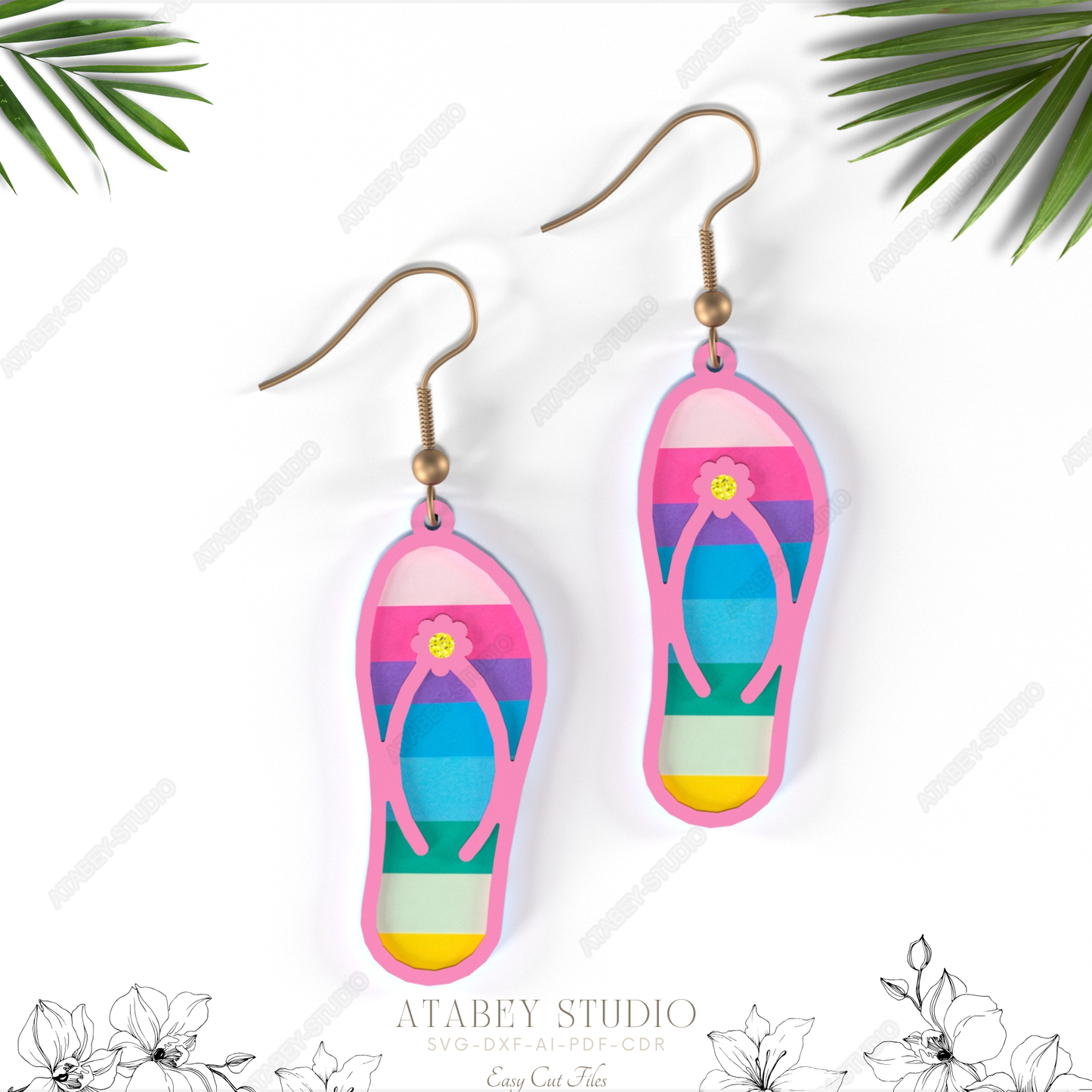 Summer Flip Flop,Football,Funky Mushroom,Tennis Racket, Heel, Clover Earrings - Creative Jewelry Designs - Perfect for Crafting 868