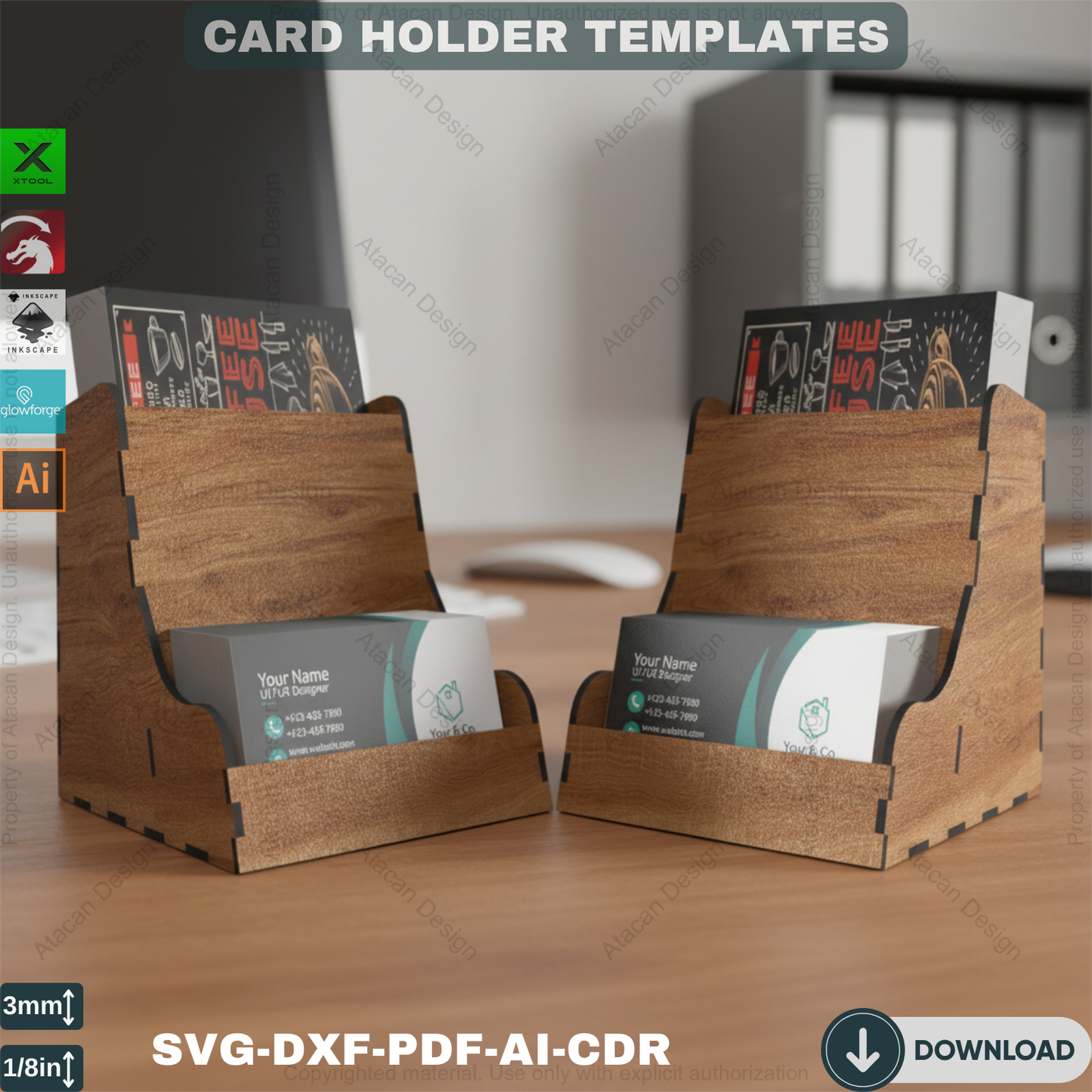Elegant Business Card and Flyer Stand for Laser Cutting Machines - Professional Display 477