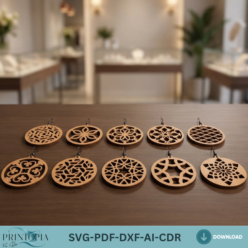 Earring Templates 10 Laser Cut Geometric Mandala Wood Jewelry Patterns Circle Earring Designs