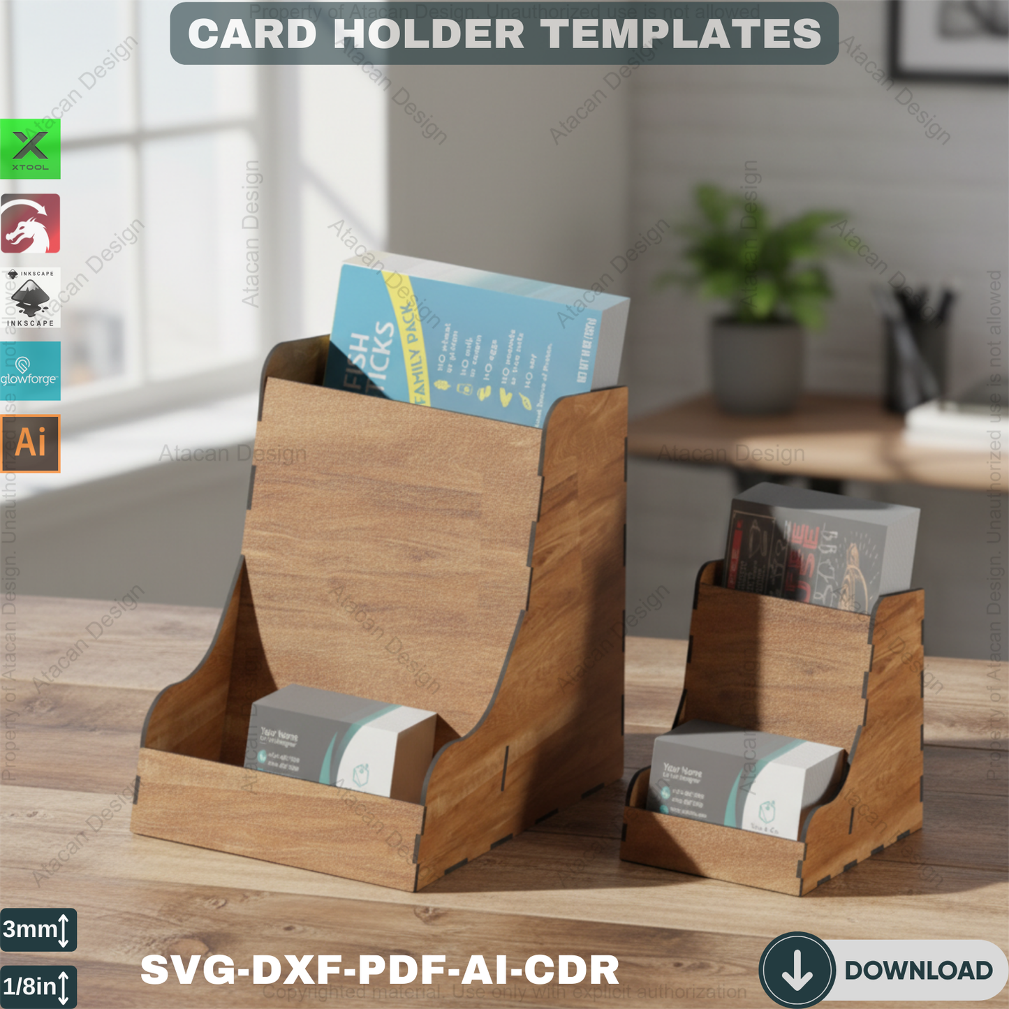 Elegant Business Card and Flyer Stand for Laser Cutting Machines - Professional Display 477