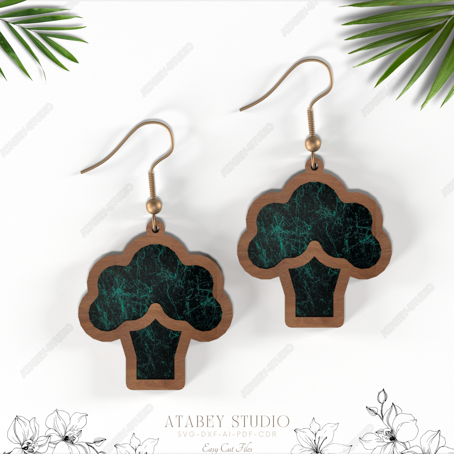 Broccoli Earrings - Cute Vegetable Jewelry Design for Laser Cutting Machines 851