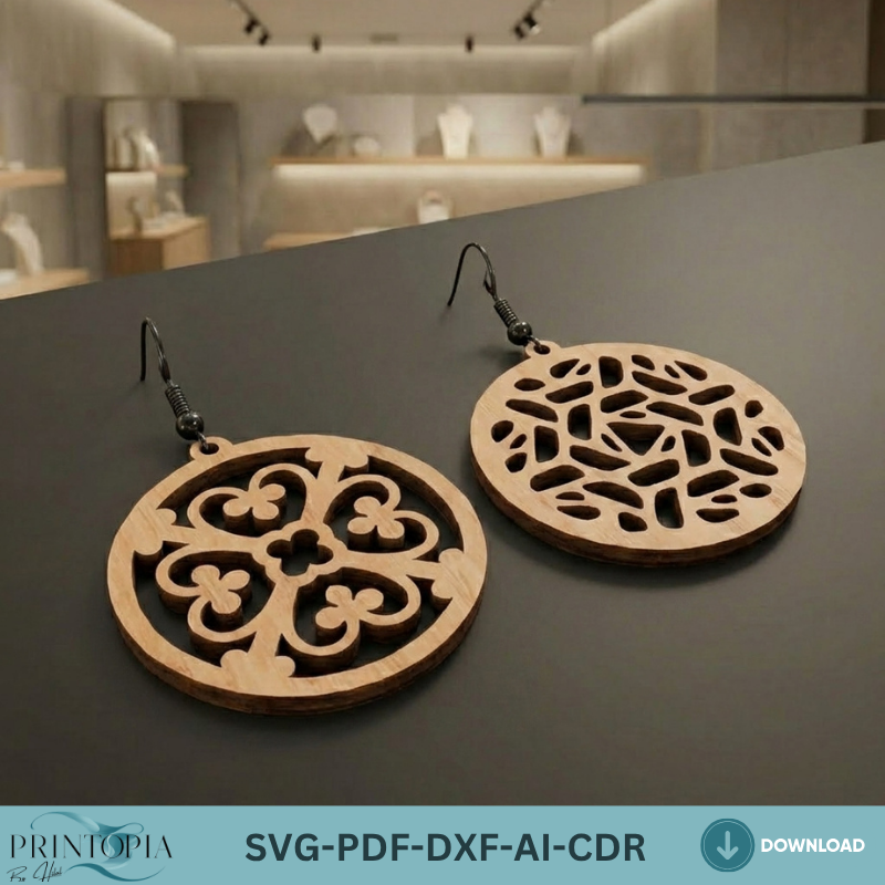 Earring Templates 10 Laser Cut Geometric Mandala Wood Jewelry Patterns Circle Earring Designs