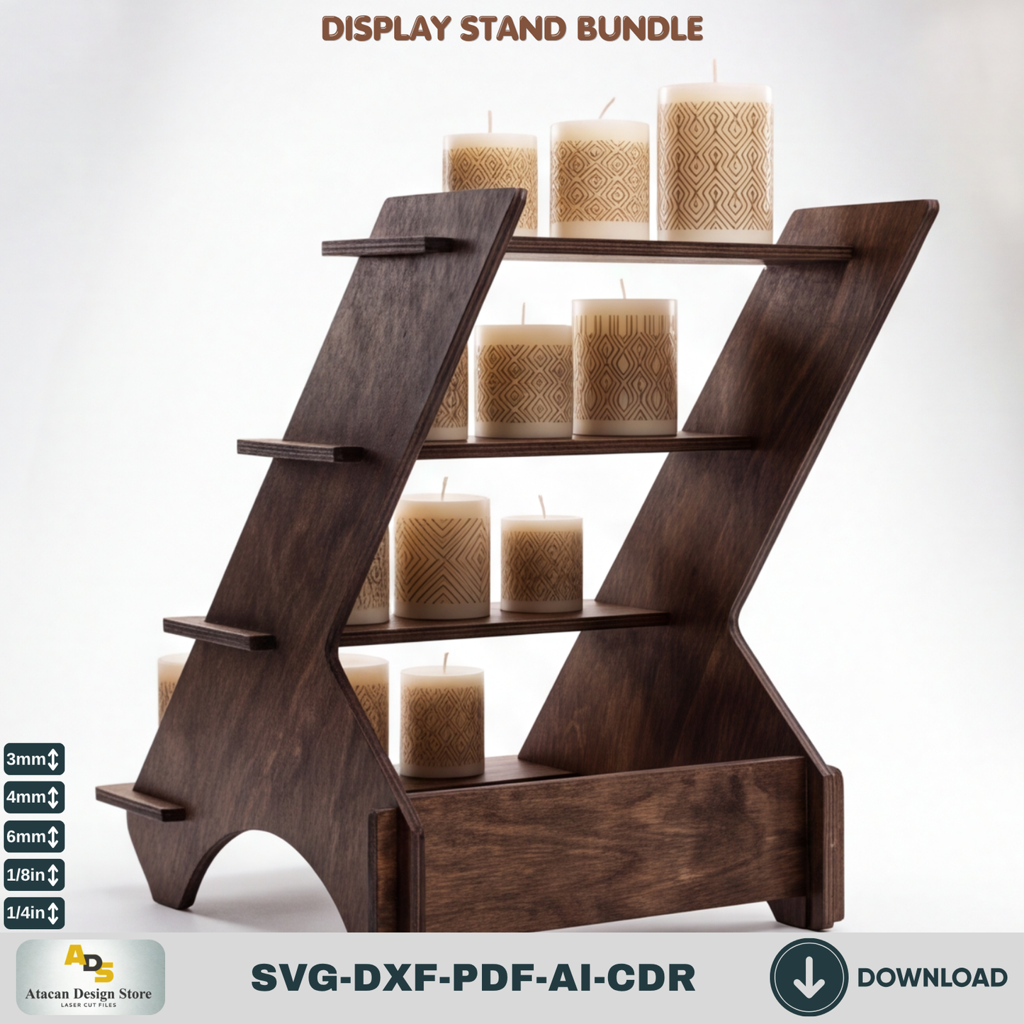 9 Display Stand Bundle Laser Cut SVG Wood Shelf Market Booth Template