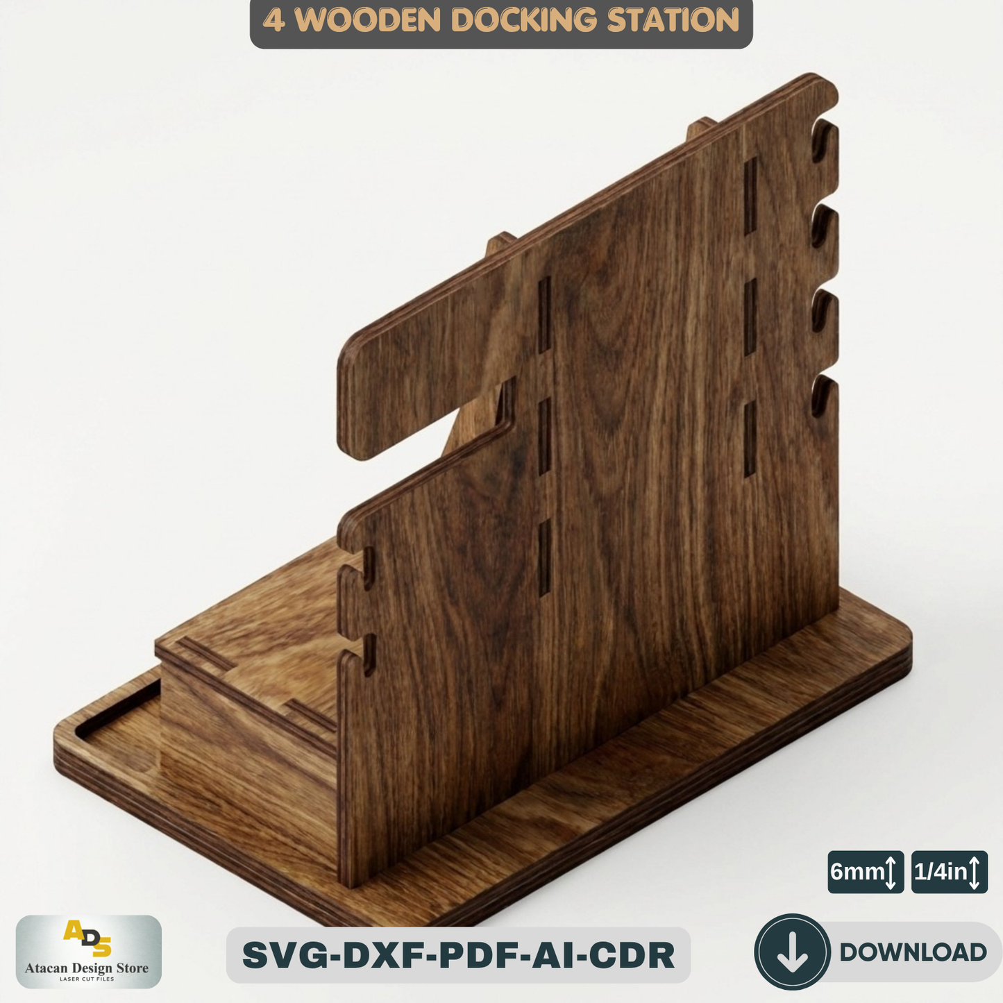 Wood Docking Station / Desk Organizer Phone Stand / Watch Holder / Father's Day Gift 947