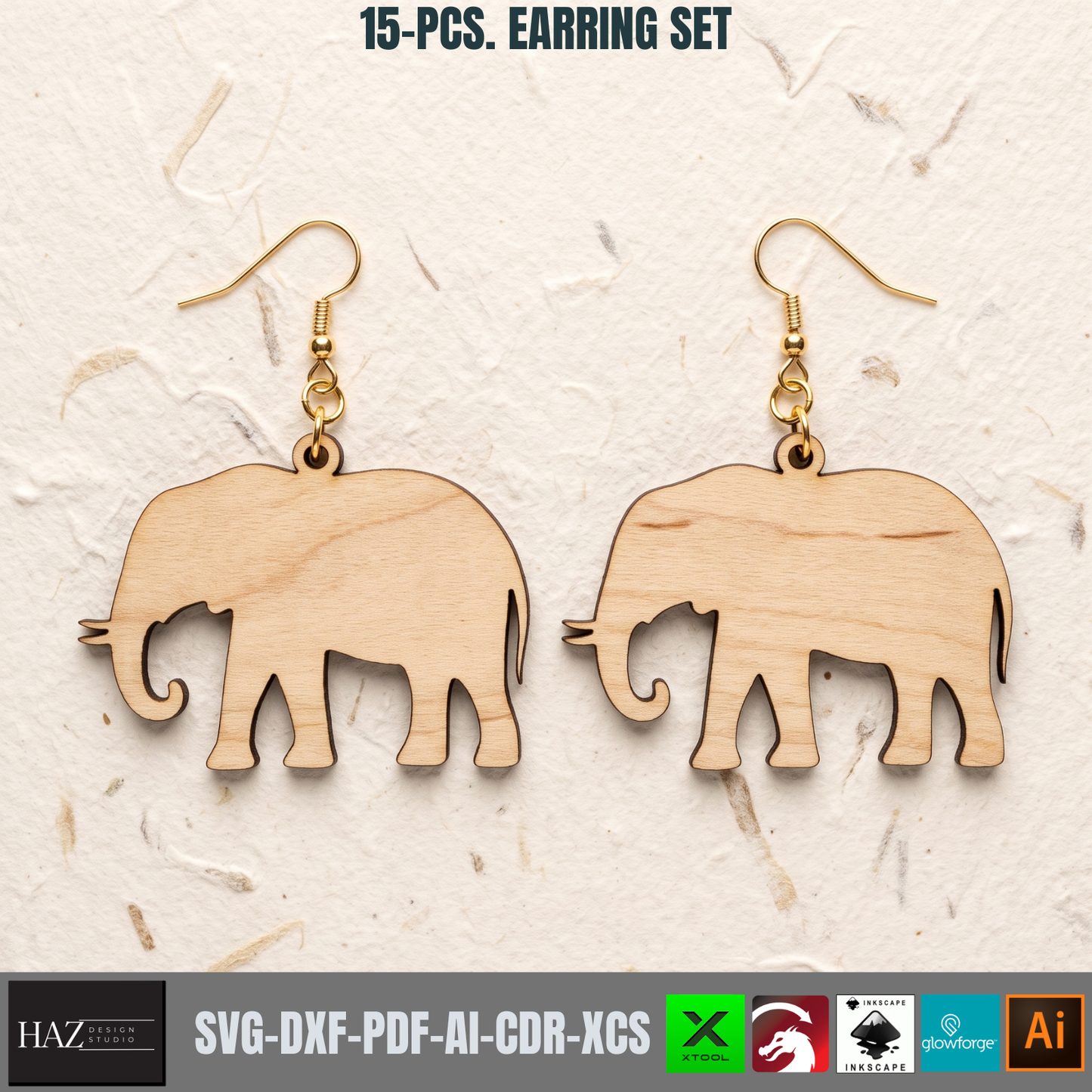 Wooden Earring Laser Cut Files Set Jewelry SVG Glowforge Plywood Templates Boho Nature Wood Designs