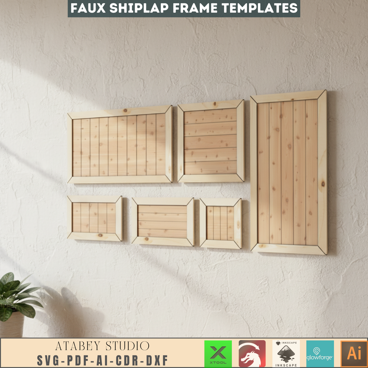 Faux Shiplap Sign Backers, Laser cut files SVG DXF vector plans, glowforge file svg, laser cut template, laser svg, laser cutting files 132