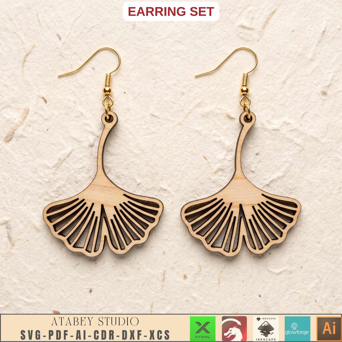 Wooden Bee Butterfly Leaf Earring Templates for Laser Cut Jewelry DIY Plywood Pattern Bundle