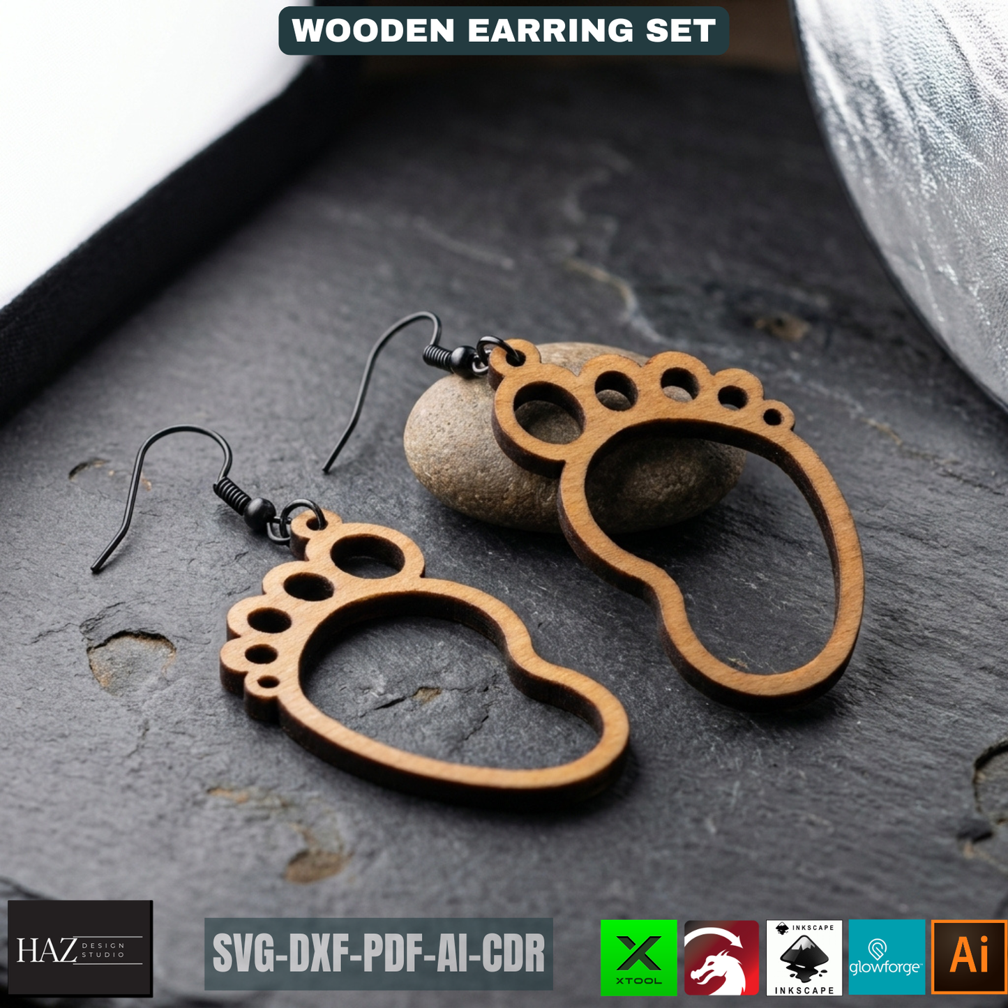 Unique Laser Cut Earring SVG Bundle - Modern Wooden Jewelry Designs - Craft Files for XTool 479