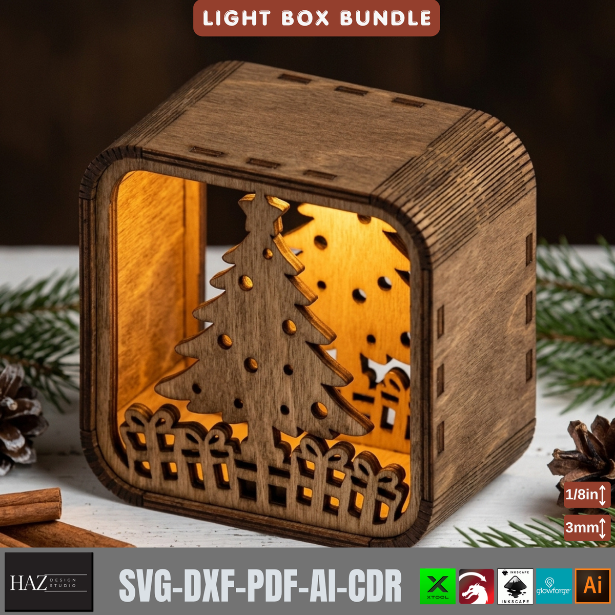 16 Rustic Christmas Shadow Box Night Light, Layered Snowman Cabin Lantern Plans, Holiday Mantel Decor 576